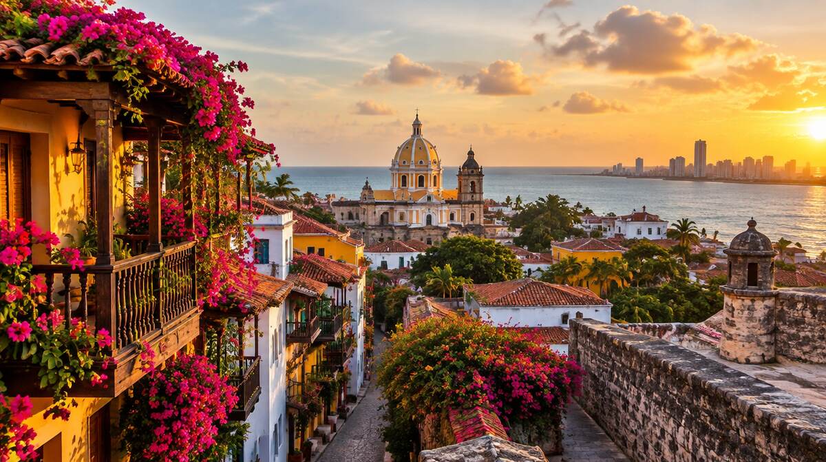 Ciudad amurallada de Cartagena al atardecer